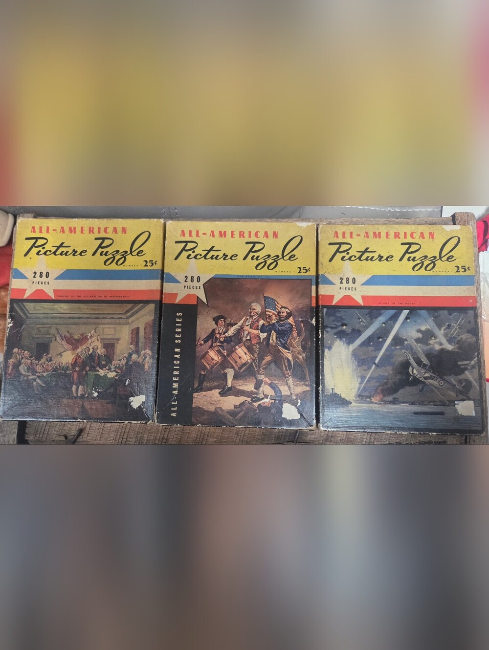 Vintage 1940s Dell All-American Picture Puzzle Lot of 3 ~ Bin TT